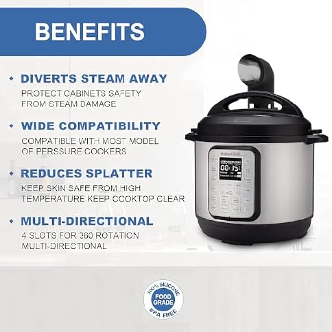 Bukela Silicone Steam Release DiverterLux Silicone Pressure Cooker Accessories Suitable For Instant PotNinja FoodiCrock PotPower Pressure Cooker Xl All Quart Sizes Gadget For KitchenRvBlack - Image 5
