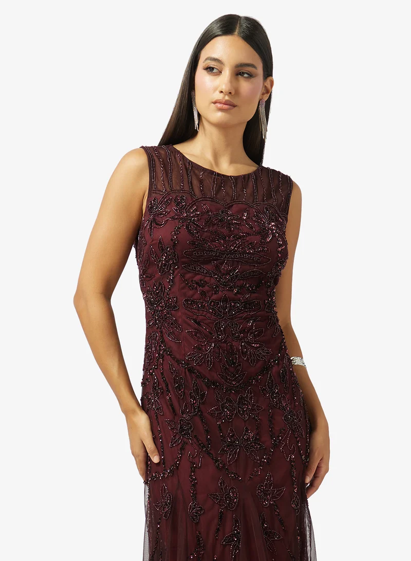 Namshi x  Embellished Evening Gown With Mermaid Cut for Women | Best Price UAE