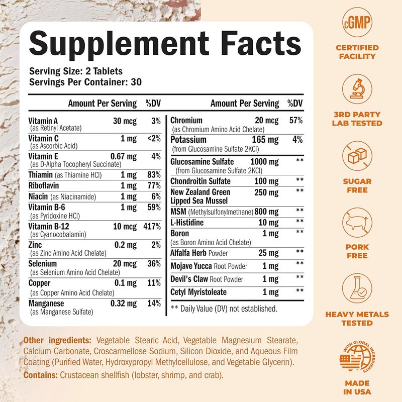Vimerson Health Glucosamine Chondroitin MSM Joint Support Supplement with Glucosamine Sulfate 1000 mg Plus 15 Nourishing Joint Complex Vitamins  Premium Joint Health MSM Supplement for Women and Men  60 Tablets - Image 3