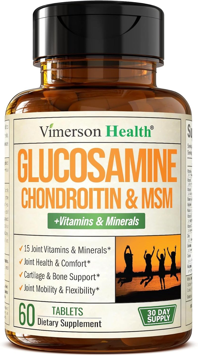 Vimerson Health Glucosamine Chondroitin MSM Joint Support Supplement with Glucosamine Sulfate 1000 mg Plus 15 Nourishing Joint Complex Vitamins  Premium Joint Health MSM Supplement for Women and Men  60 Tablets - Image 1