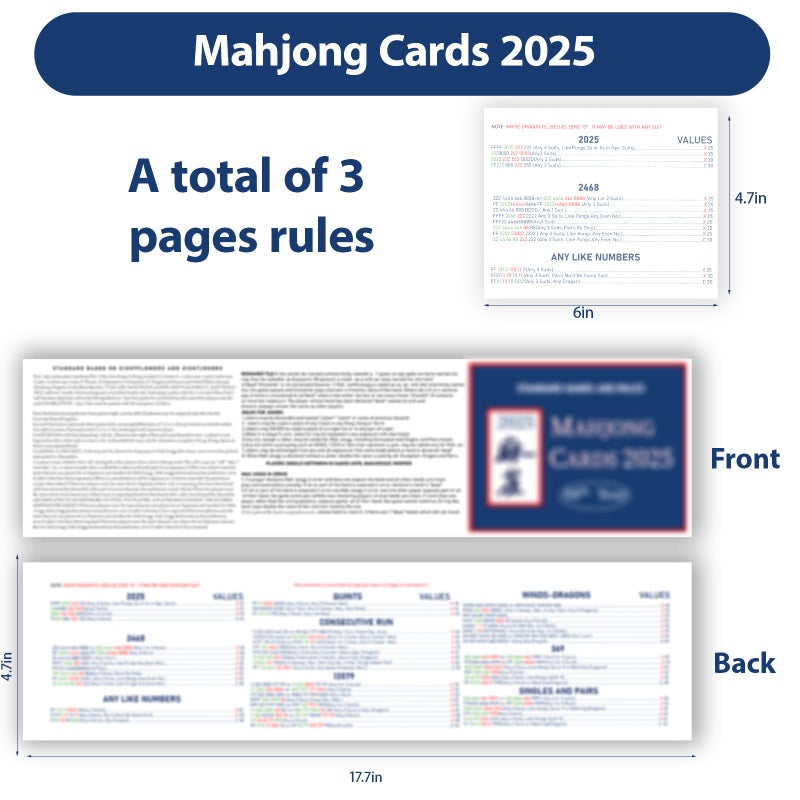 Pixibond Mahjong Cards 2025, 4 PCS Mah Jongg Card Large Print, Easy to Read Rule Cards for Mah Jongg, Perfect Mahjong Accessories and Gifts for Mahjong Beginners - Image 2