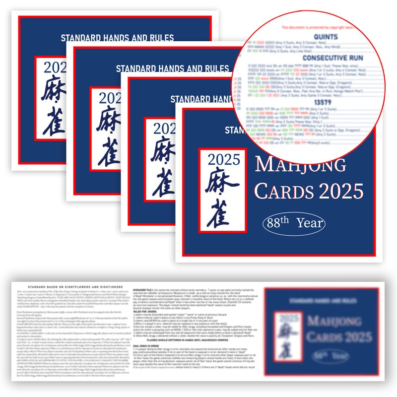 Pixibond Mahjong Cards 2025, 4 PCS Mah Jongg Card Large Print, Easy to Read Rule Cards for Mah Jongg, Perfect Mahjong Accessories and Gifts for Mahjong Beginners - Image 1