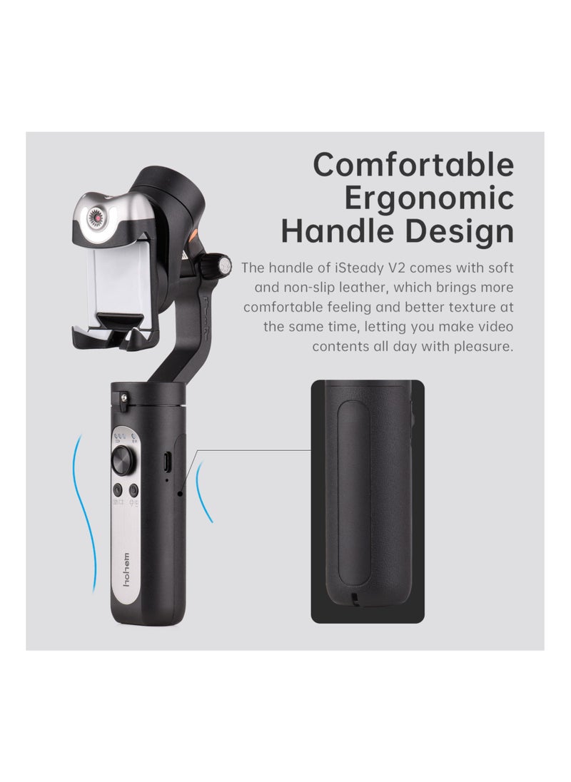 3-Axis AI Smart Tracking Palm Gimbal Handheld Smartphone Stabilizer Gesture Control with Beauty Light POV Inception Timelapse Panoramic Horizontal Vertical Shooting Rechargeable 2800m