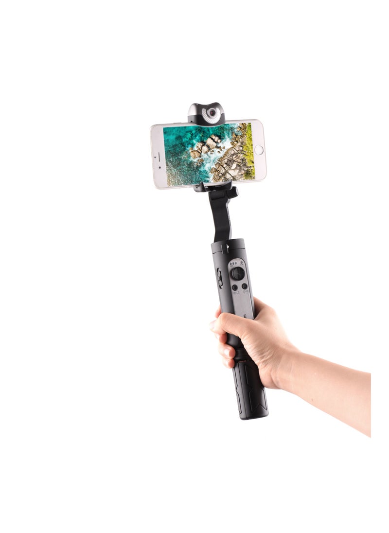 3-Axis AI Smart Tracking Palm Gimbal Handheld Smartphone Stabilizer Gesture Control with Beauty Light POV Inception Timelapse Panoramic Horizontal Vertical Shooting Rechargeable 2800m