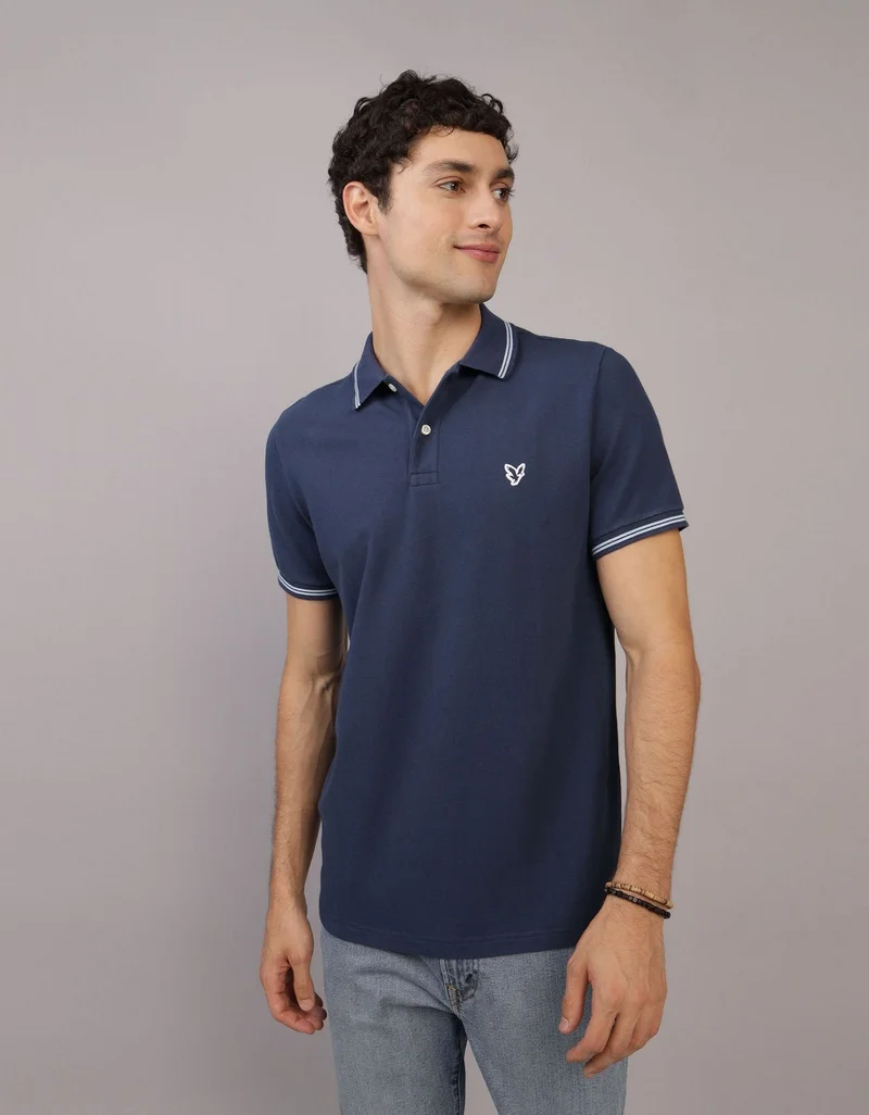 American Eagle AE Tipped Flex Pique Polo Shirt