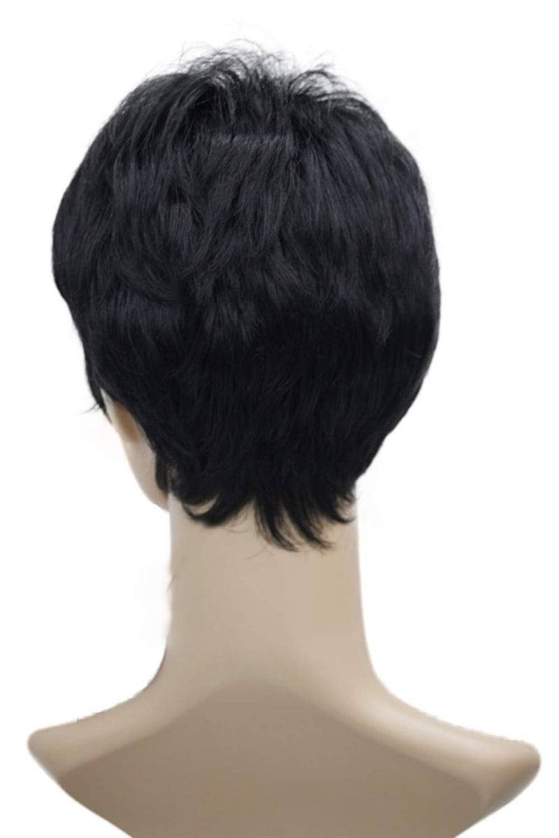LUSH LOCKS® Short Jet Black Fluffy Straight Full Bang Capless Heat Resistant Fiber Synthetic Hair Wig For Women suitable for cancer and alopecia patients - Image 3