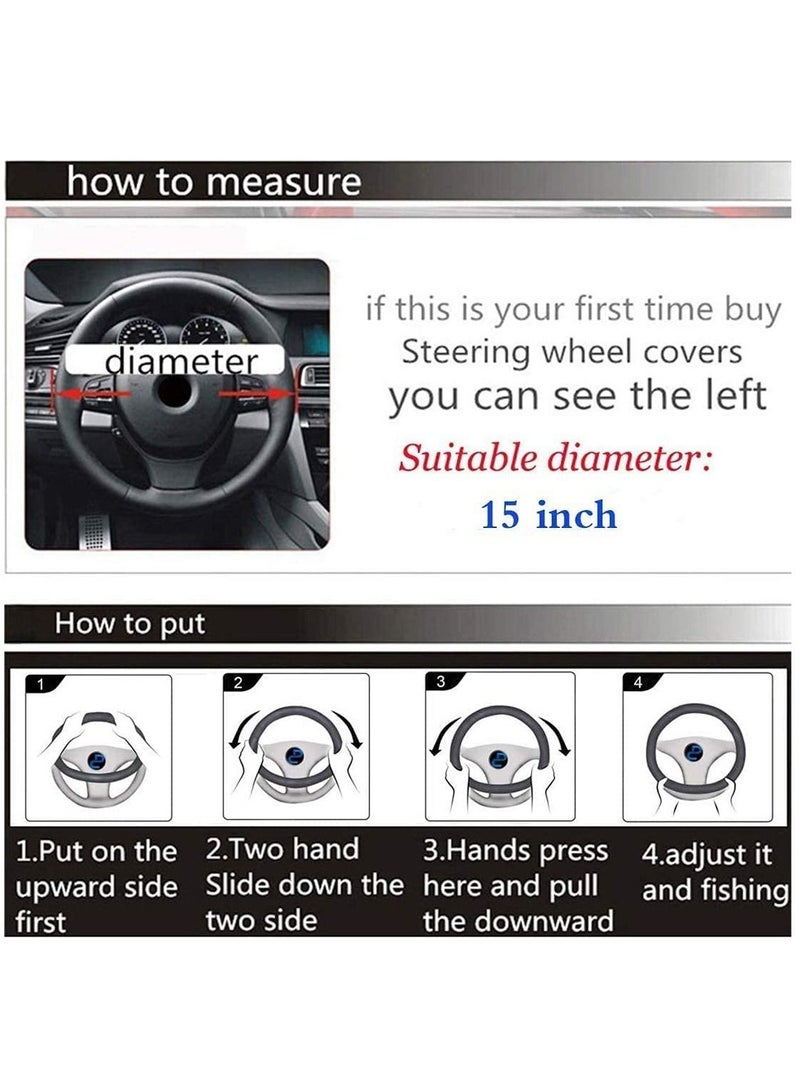 GT-Wheel Universal Leather Steering Wheel Cover for Men Women Steering Wheel Cover for Car 15 inch  (Pink) - Image 2