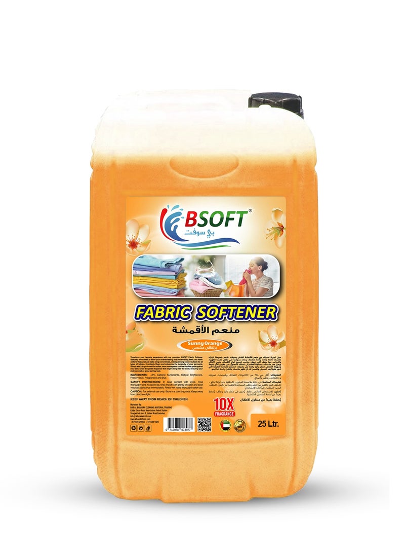 منعم أقمشة بي سوفت سائل مركز برائحة البرتقال المنعشة، 25 لتر، انتعاش يدوم طويلاً، عناية لطيفة وناعمة بالملابس، آمن على جميع أنواع الأقمشة