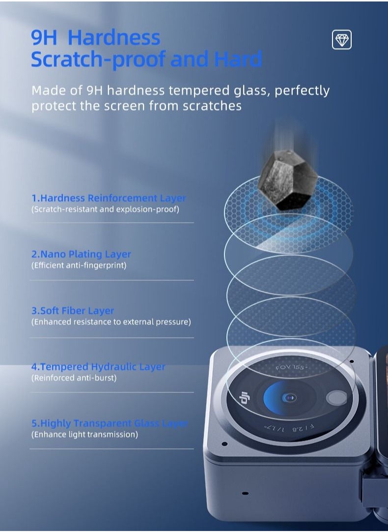 TELESIN TELESIN 2-Set Tempered Glass Screen Protector for DJI Action 2  - Image 3