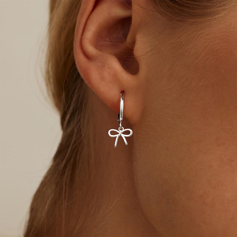 JIAOGE Silver Earrings for Women Trendy - Hypoallergenic Earring Silver Hoop Earrings for Women Jewelry Bow Earring Friendship Birthday Gifts - Image 3