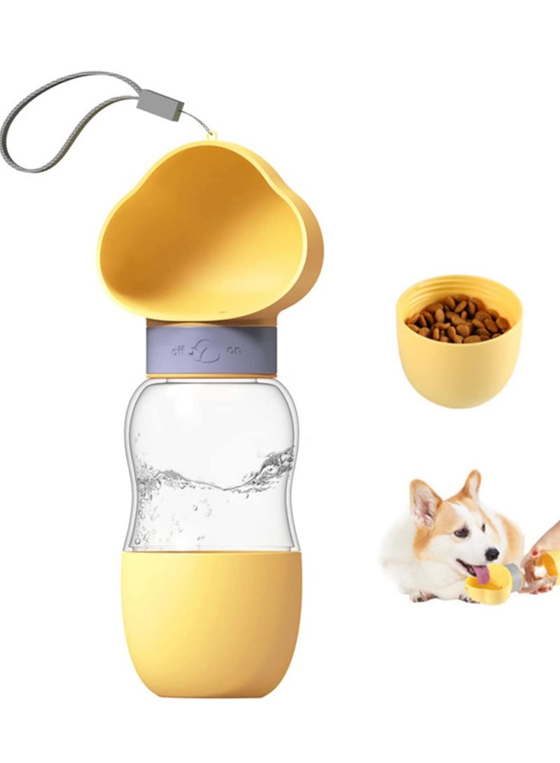Excefore Dog Water Bottle Portable Pet Water Bottle with Food Container Leak Proof Puppy Water Dispenser with Feeder for Pets Outdoor Walking Hiking Travel Food Grade Plastic 19oz - Image 1