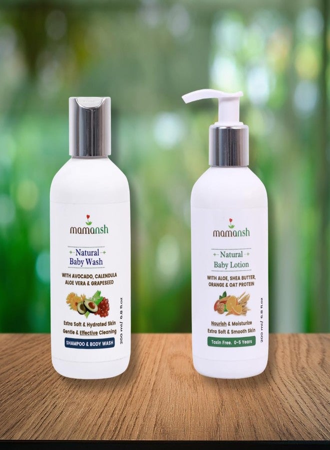 Mamansh Baby Skin Glow Kit Bundle of Baby Wash and Baby Lotion (1 unit Each of 200ml) - Image 1