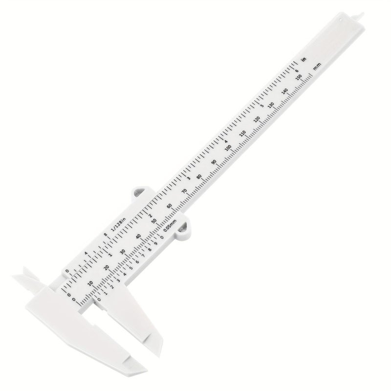 0-150 مم 0-6 بوصة مقياس متري وإمبراطوري مسطرة قدمة بلاستيكية بيضاء للنجارة والطلاب والمجوهرات أداة قياس صغيرة - Image 2