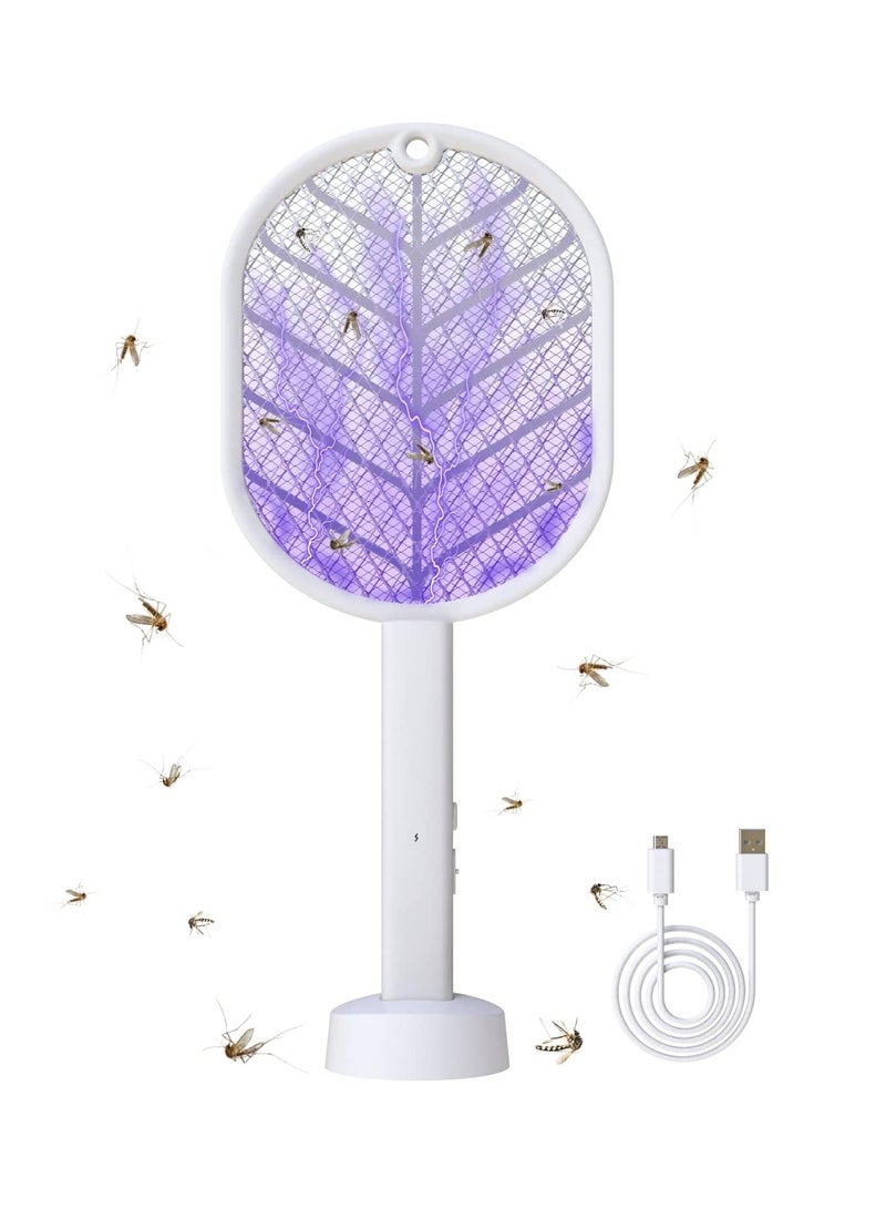 SYOSI High-Voltage Electric Fly Swatter and Bug Zapper Racket, 2-in-1 with USB Charging - Rechargeable, Durable ABS Material with Dual Mode Operation for Home, Kitchen, and Outdoor Camping - Image 1