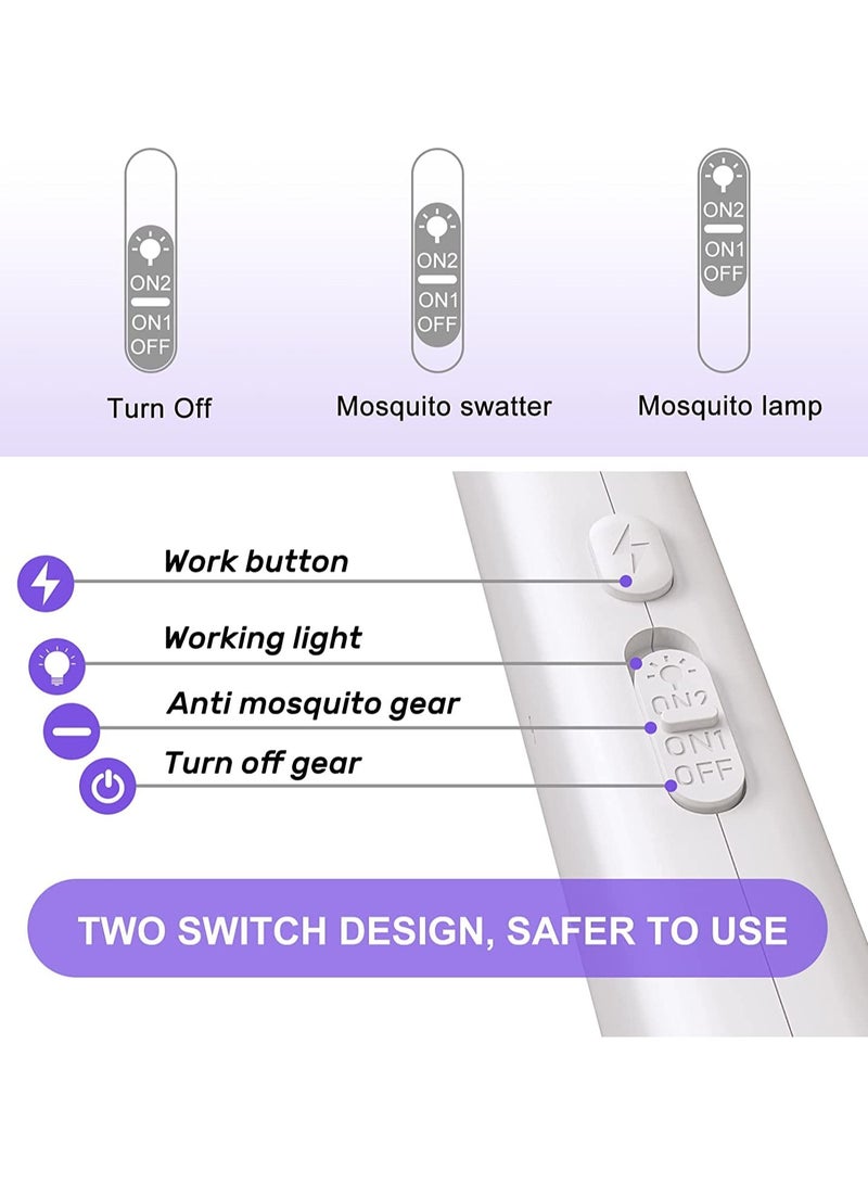 SYOSI High-Voltage Electric Fly Swatter and Bug Zapper Racket, 2-in-1 with USB Charging - Rechargeable, Durable ABS Material with Dual Mode Operation for Home, Kitchen, and Outdoor Camping - Image 2