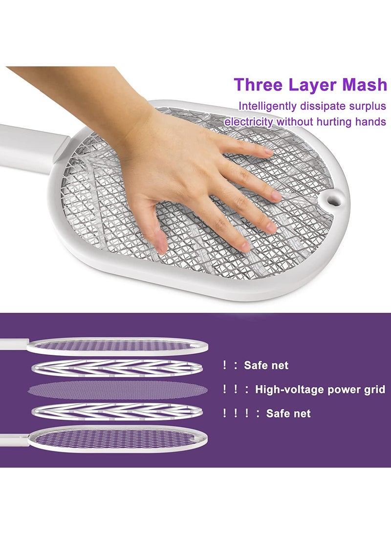 SYOSI High-Voltage Electric Fly Swatter and Bug Zapper Racket, 2-in-1 with USB Charging - Rechargeable, Durable ABS Material with Dual Mode Operation for Home, Kitchen, and Outdoor Camping - Image 4