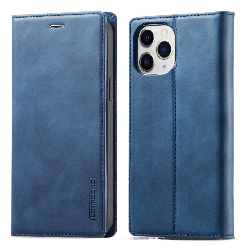MagSafe Case | Card Holder | Kickstand | Cover for iPhone 16 / 16 Plus / 16 Pro / 16 Pro Max | Blue Leather Texture - Image 1