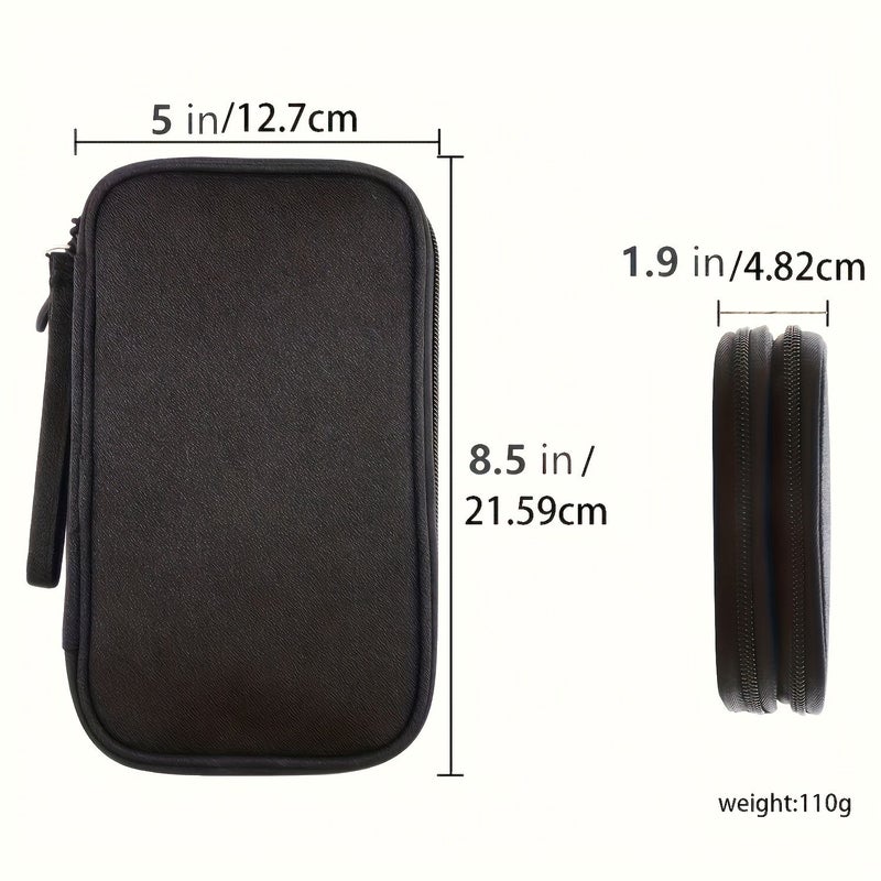 8 Compartment Travel Organizer With Multiple Pockets Durable Polyester Case For Electronics And Accessories Black - Image 2