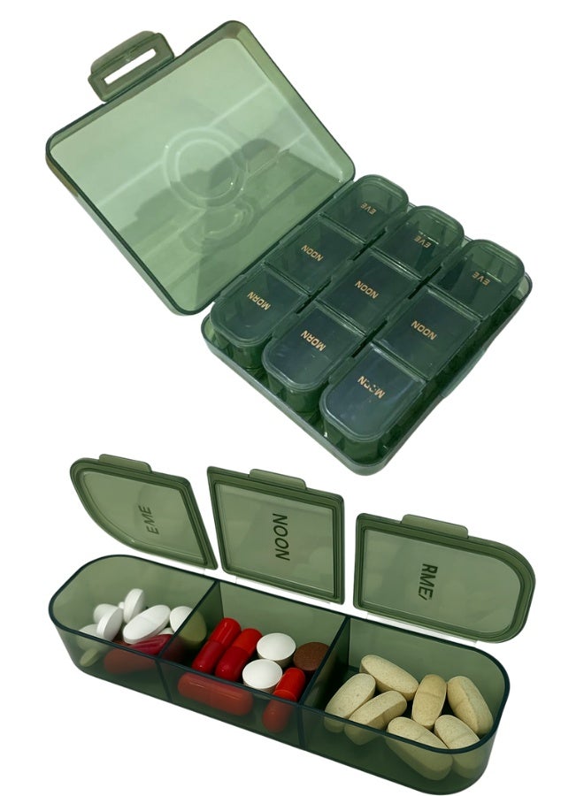 Generic Daily Pill Organizer - Pill Planners for Pills and Vitamins Day, 3 Times-a-Day Medication Reminder, AM PM Compartments for Travel or Purse  - Image 1