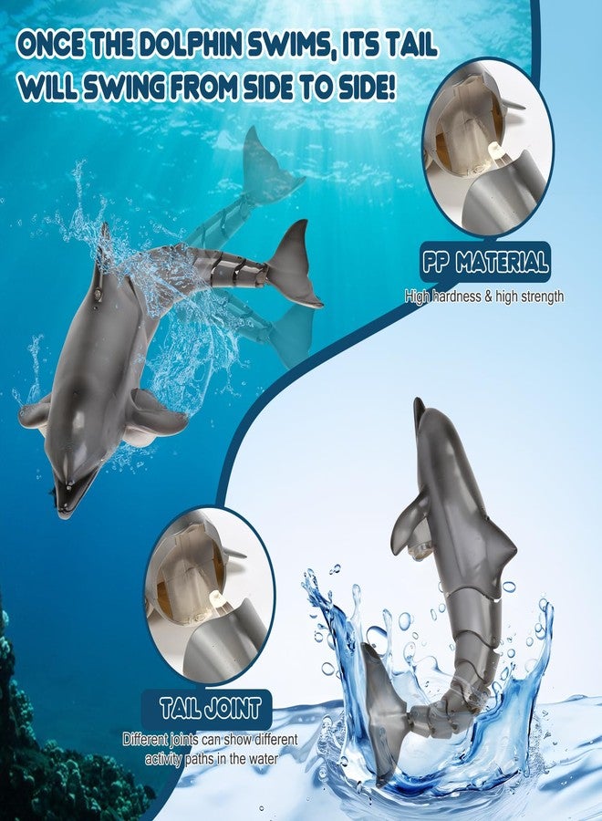 GearRoot Remote Control Dolphin Toys for Kids, 2.4G High Simulation Oceanic RC Dolphins Fish Toys for Swimming Pool Bathroom, 2x600mAh RC Boat Water Toys Great for 6+ Year olds Boys Girls Kids, Gray - Image 3