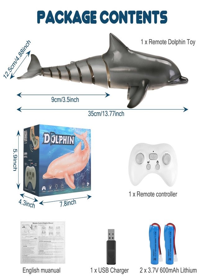 GearRoot Remote Control Dolphin Toys for Kids, 2.4G High Simulation Oceanic RC Dolphins Fish Toys for Swimming Pool Bathroom, 2x600mAh RC Boat Water Toys Great for 6+ Year olds Boys Girls Kids, Gray - Image 4