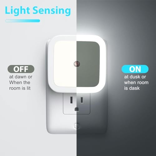 ELEPHANTBOAT® 3Pcs LED Night Light with Energy-Saving Photocell Sensor, 2.4" Square Night Lights Plug into Wall, Warm Light Nightlight Plug-in Night Light for Bedroom, Kitchen, Porch, Stairway - Image 5