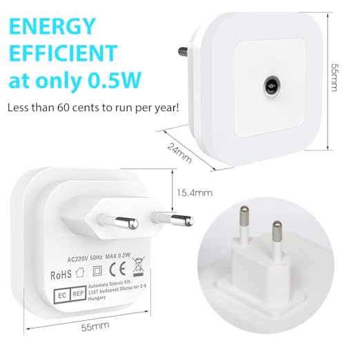 ELEPHANTBOAT® 3Pcs LED Night Light with Energy-Saving Photocell Sensor, 2.4" Square Night Lights Plug into Wall, Warm Light Nightlight Plug-in Night Light for Bedroom, Kitchen, Porch, Stairway - Image 4
