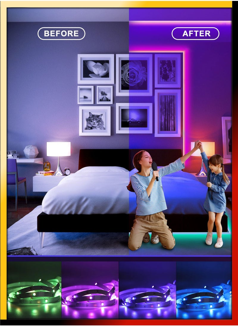 DBLEW - 5M Flexible Smart Bluetooth RGB LED Strip Light Sync to Music Lighting for Home Decor Kitchen Bedroom Car Bike Hotel Outdoor Bar Parties Garden Desktop Decoration Mobile App Control USB Powered - Image 1