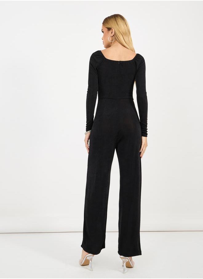 Styli Solid Long Sleeves Wide Leg Jumpsuit  - Image 5