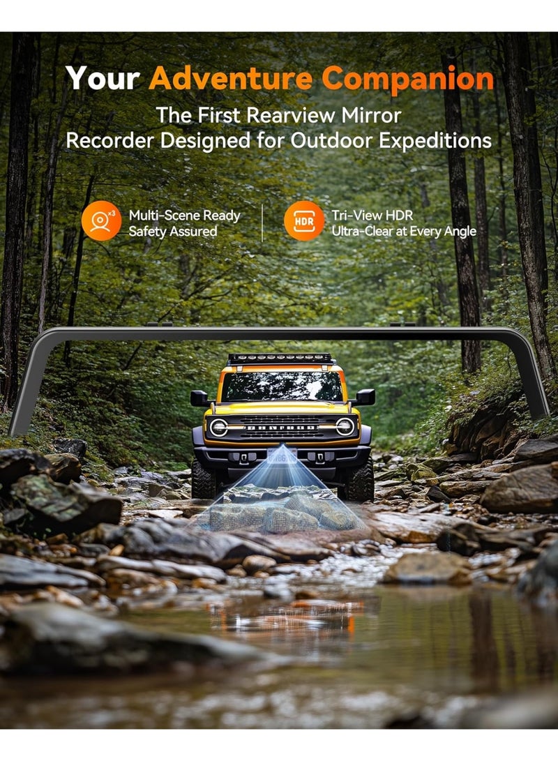 وولف بوكس WOLFBOX G900 Tripro الوفير الإصدار 3 قناة 4K مرآة داش كام، ستارفيس 2 IMX678 الرؤية الليلية، 4K + 2.5K + 1080P الجبهة والخلفية الوفير داش كام، 5.8GHz واي فاي، والتحكم الصوتي، ويشمل 256GB بطاقة ونظام تحديد المواقع العالمي - Image 3