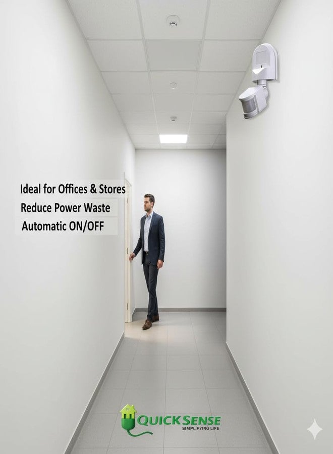 Quick Sense QS-11 PIR Motion Sensor | Wall-Mount Automatic Light Controller | 180° Detection | Adjustable Sensitivity & LUX Control | 10s–7min Timer | IP44 | Set of 2 - Image 5