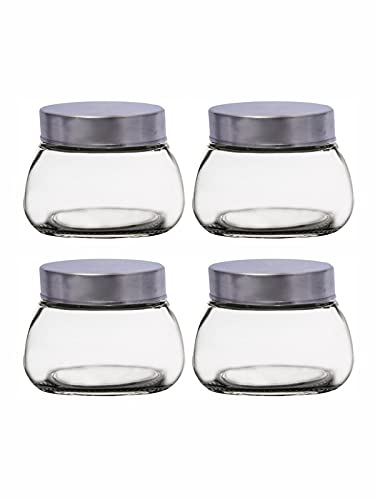 Goodhomes Glass Spices and Cookies Storage Jars Set of 4 Pieces 300 ML PM-OVAL-JAR-2 - Image 4