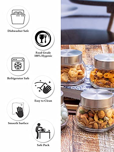 Goodhomes Glass Spices and Cookies Storage Jars Set of 4 Pieces 300 ML PM-OVAL-JAR-2 - Image 5