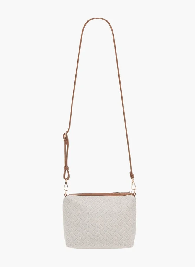 Flora Bella By Shoexpress Womens Monogram Textured Tote With Crossbody Bag And Detachable Coin Pouch