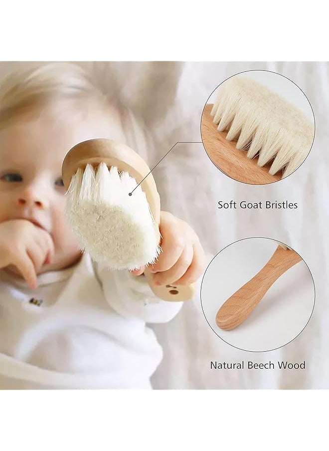 erorex - Baby Hair Brush 2 Pcs Toddler Hair Brush With Wooden Handle Super Soft Goat Bristle Hair Brush - Image 1