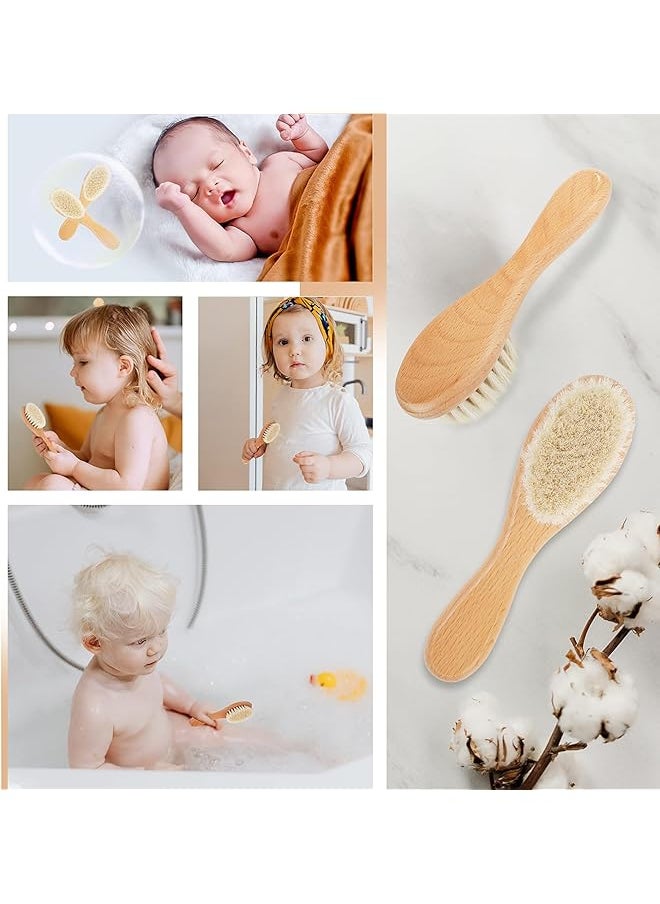 erorex - Baby Hair Brush 2 Pcs Toddler Hair Brush With Wooden Handle Super Soft Goat Bristle Hair Brush - Image 1