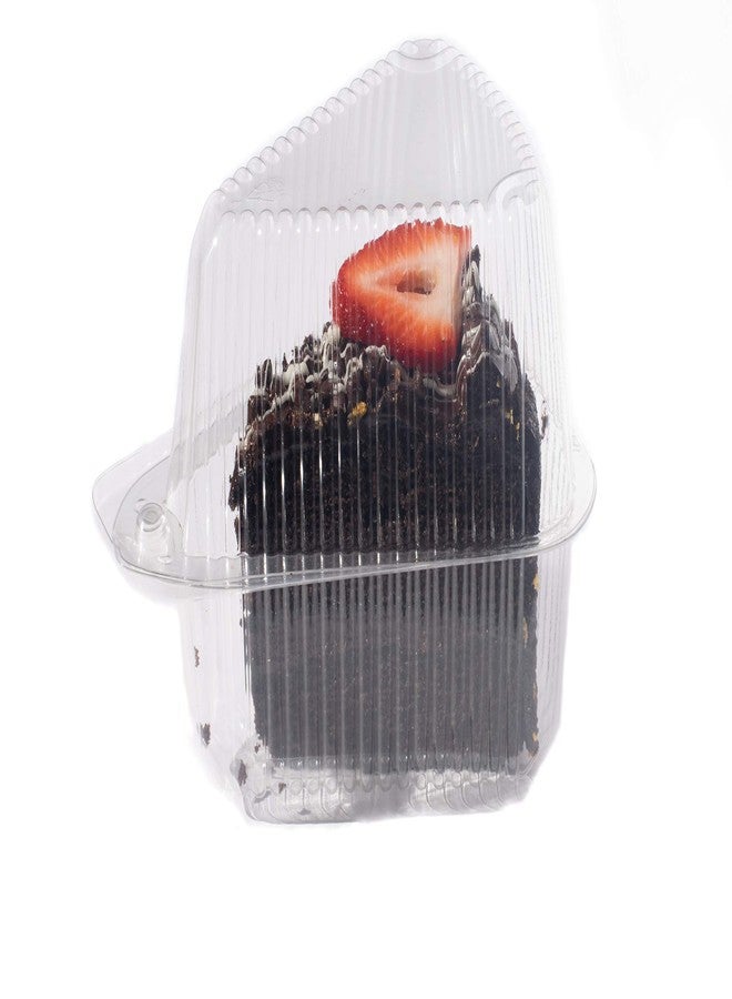 JA Kitchens Hinged, Clear Single-Slice Pie/Cake/Cheesecake Container (High Dome Lid) - 100 Pieces - Image 1