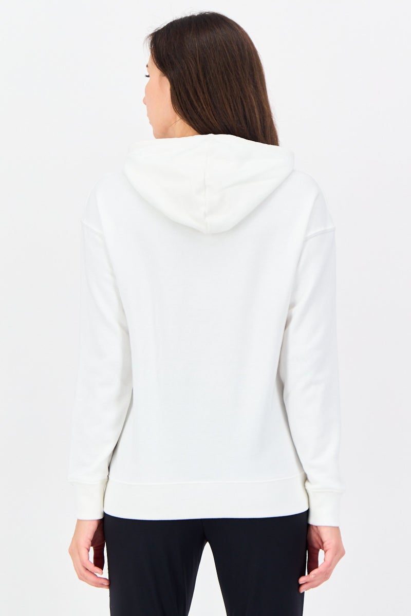 New Balance Women Relaxed Fit Long Sleeve Running Hoodie, White - Image 2