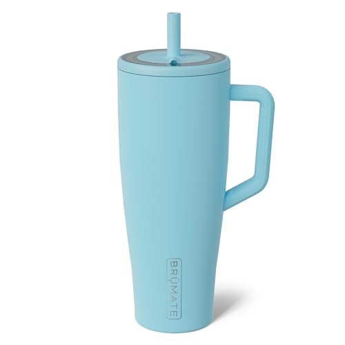 BrÃ¼Mate BrMate Era 40 oz Tumbler with Handle and Straw 100 Leakproof Insulated Water Bottle Tumbler with Lid and Flexible SoftSip Straw Made of Stainless Steel Cup Holder Friendly 40oz Glacier - Image 1