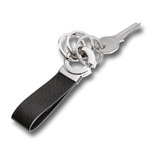 TROIKA Key-Click – KR8-02/LE – Keyring with Practical"Click-Lock" – 3 Metal Rings – Leather/Imitation Leather/Metal– Shiny – Chrome Plated – Silver, Black – TROIKA-Original - Image 2