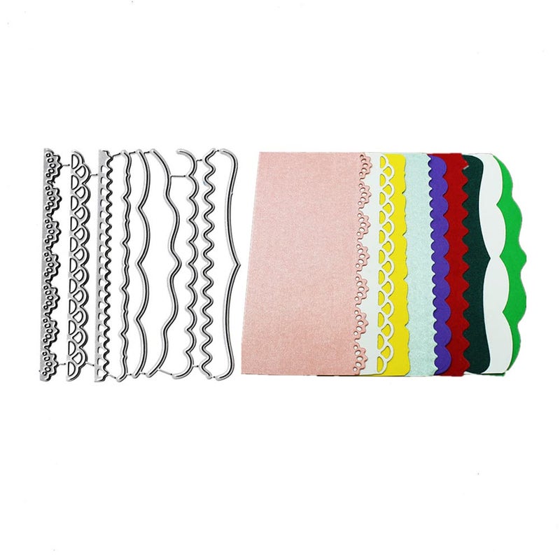 9pcs Lace Cutting DiesNine Lace Flower Edge Border Die Cuts Metal Embossing Stencils Template Mould for Card Scrapbooking and DIY Craft Album Paper Card Decor