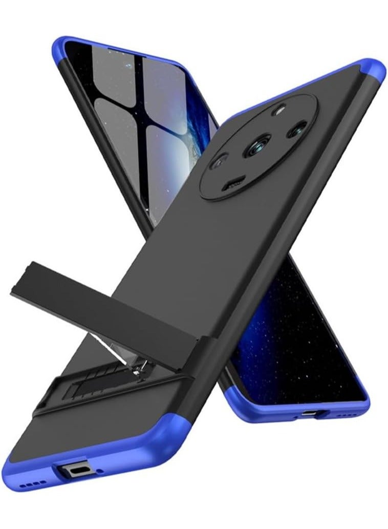 VKL حافظة Realme 11 Pro Plus 5G، حافظة هاتف رفيعة للغاية صلبة حماية كاملة نحيفة غير لامعة مع حامل قابل للإخفاء لهاتف Realme 11 Pro+ (أسود أزرق)