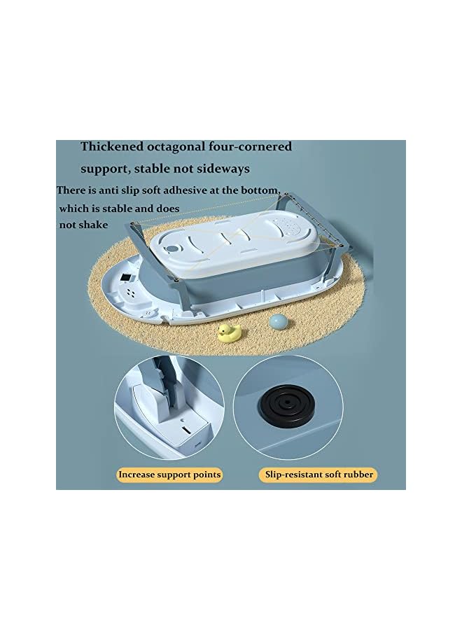 حوض استحمام للأطفال حوض أطفال حديثي الولادة مع سجادة استحمام ناعمة وشبكة استحمام، حوض محمول مع مستشعر حرارة، للأطفال حديثي الولادة والأطفال الصغار سجادة استحمام زرقاء + مستشعر في الوقت الحقيقي - Image 2