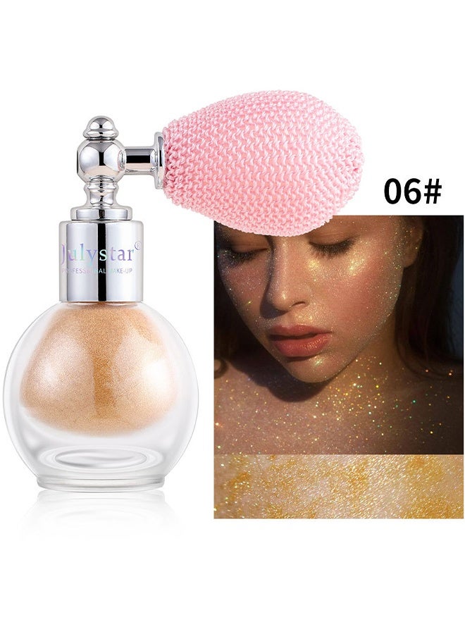 Julystar Fairy Highlight Body Spray, Facial Contouring Fine Shimmering Liquid Highlighter, Long-Lasting Sweatproof Stage Makeup Glitter Highlighter Powder Body Spray - 3.5G (#06) - Image 1