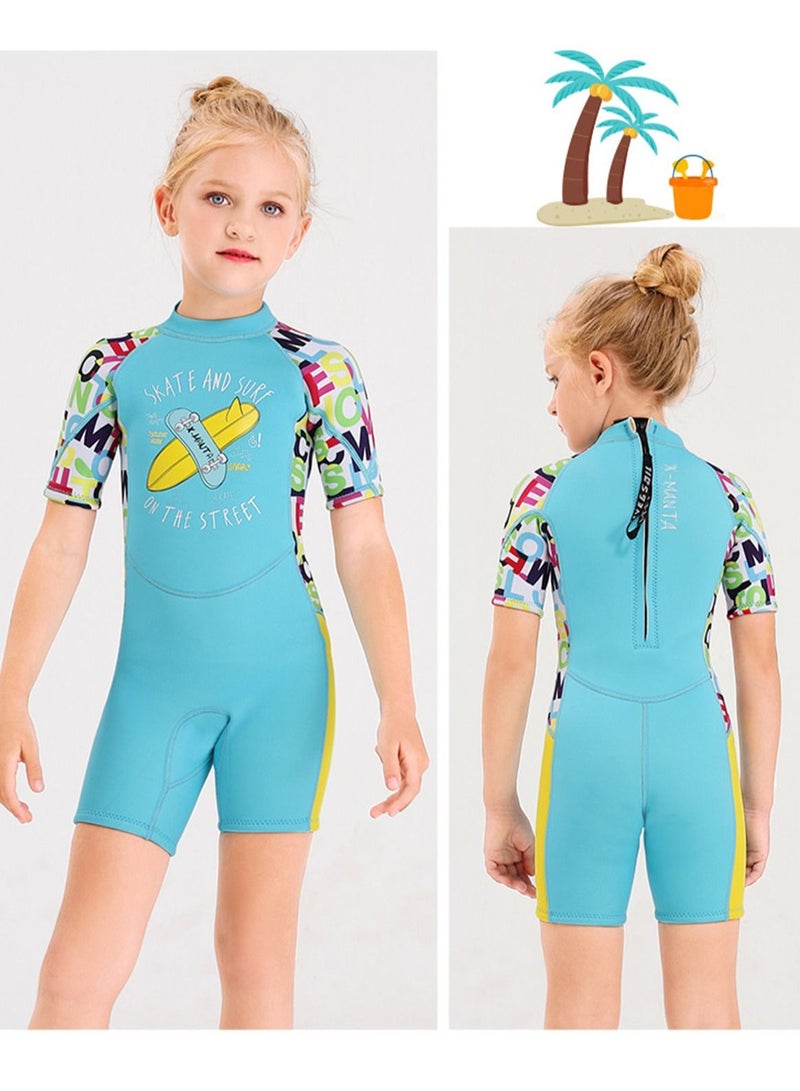 DIVE & SAIL 2.5MM Keep Warm Children Diving Suit Three-layer High Elastic Wetsuit For Girls Blue - Image 2