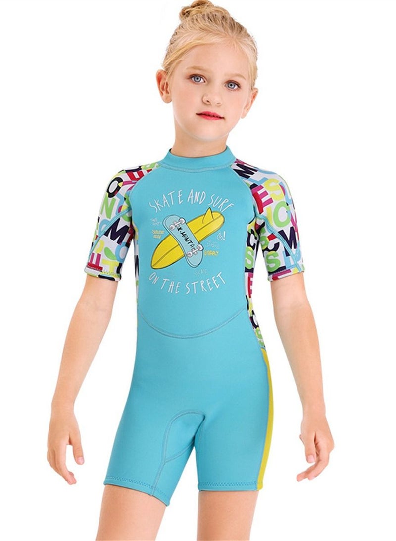 DIVE & SAIL 2.5MM Keep Warm Children Diving Suit Three-layer High Elastic Wetsuit For Girls Blue - Image 1