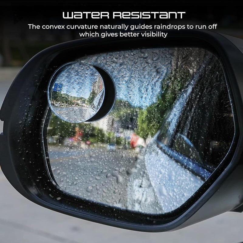 Robustt Blind Spot Mirror for Car (Pack of 4 Mirrors) | Rear View Convex Mirror with Adjustable Swivel Mount, Water-Resistant, Easy Installation, Universal Fit for Cars, SUVs, Trucks, and Bikes Modern versatile shape - Image 3