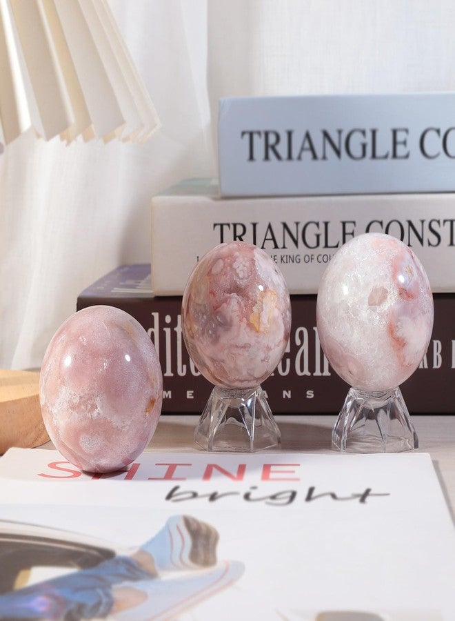 mookaitedecor Natural Cherry Blossom Agate Crystal Ball with Acrylic Stand, 50-60 mm Feng Shui Divination Stone Sphere Sculpture for Home Office Table Display - Image 5