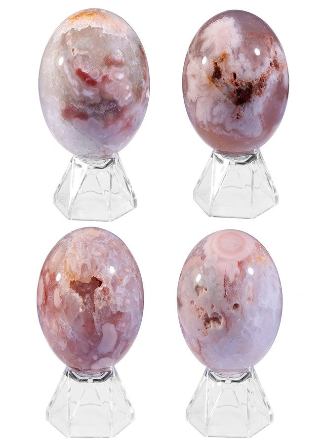 mookaitedecor Natural Cherry Blossom Agate Crystal Ball with Acrylic Stand, 50-60 mm Feng Shui Divination Stone Sphere Sculpture for Home Office Table Display - Image 4