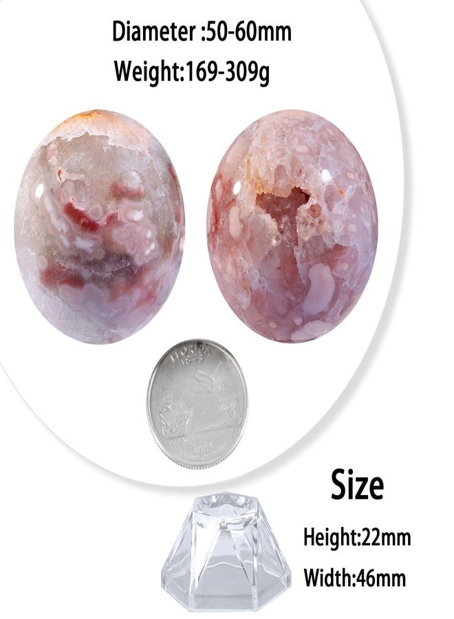 mookaitedecor Natural Cherry Blossom Agate Crystal Ball with Acrylic Stand, 50-60 mm Feng Shui Divination Stone Sphere Sculpture for Home Office Table Display - Image 3